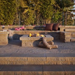 Troesh Coleman Pacific - Celtik Wall Fireplace/Wall and some Mega Arbel Pavers, Belgard Hardscapes