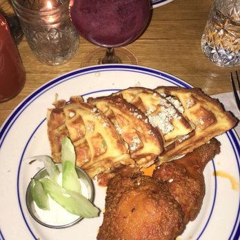 Sweet Chick - Blue Cheese Chicken and Waffle--my boyfriend enjoyed it, ate it in one bite lol - Breakfast & Brunch Near Me - Brooklyn, New York Sweet Chick - Blue Cheese Chicken and Waffle--my boyfriend enjoyed it, ate it in one bite lol - Breakfast & Brunch Near Me - Brooklyn, New York