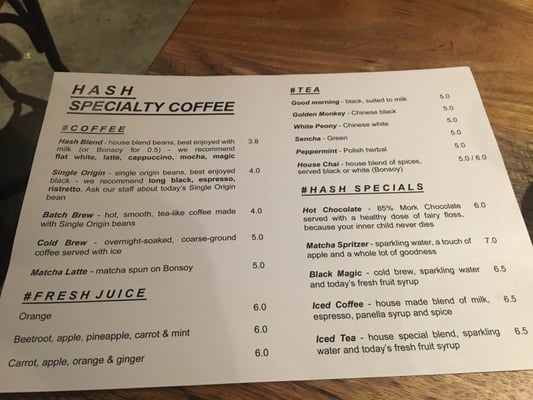 Menu photo 7 Hash Specialty Coffee & Roasters Melbourne, VIC