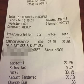 Zumiez - Overcharged at register - Women's Clothing Near Me - Brea, California