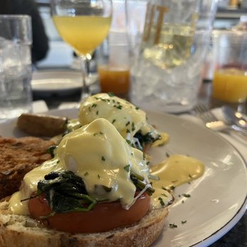 The Breakfast Bar - Egg Noni with a side of sausage and champagne special! - Breakfast & Brunch Near Me - Long Beach, California