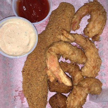 Sam’s Southern Eatery - 1 piece catfish with 5 shrimp plate. - Southern Near Me - Temple, Texas