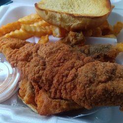 Dula's Fish on the Fly - Fish sandwich and fries