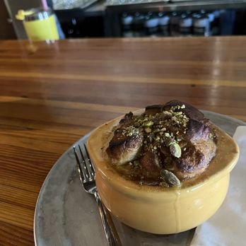 Grand Avenue Brewing - Bread Pudding with Peaches and Bourbon (and a few pistachios). Perfect on a cold and windy day - Breweries Near Me - Phoenix, Arizona Grand Avenue Brewing - Bread Pudding with Peaches and Bourbon (and a few pistachios). Perfect on a cold and windy day - Breweries Near Me - Phoenix, Arizona