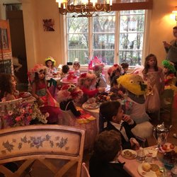 Mrs. Newberry's Traveling Tea Party - The tea room! Dresses and hats (and everything you see) provided by Ms Newberry