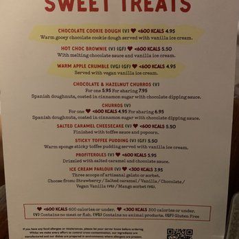 Giraffe - Dessert menu as of Feb 2020 - British Near Me - London, XGL