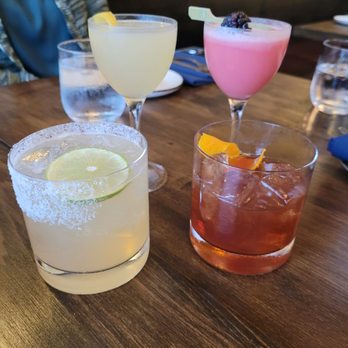The Archer - Four delicious cocktails - margarita, Bees knees, the Black Sheep, and whiskey sour. - American Near Me - Charleston, South Carolina