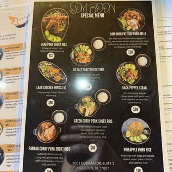 Som Boon Thai Kitchen - Menu - Thai Near Me - Houston, Texas Som Boon Thai Kitchen - Menu - Thai Near Me - Houston, Texas