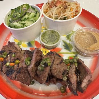 Bowl Thai Grill - Beef Satay plate with double salad instead of rice. 10/10 - Thai Near Me - Gardena, California