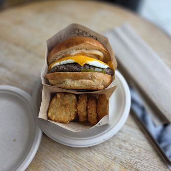 Eggslut - Cheeseburger and Truffle Hash Brown - Breakfast & Brunch Near Me - Los Angeles, California Eggslut - Cheeseburger and Truffle Hash Brown - Breakfast & Brunch Near Me - Los Angeles, California