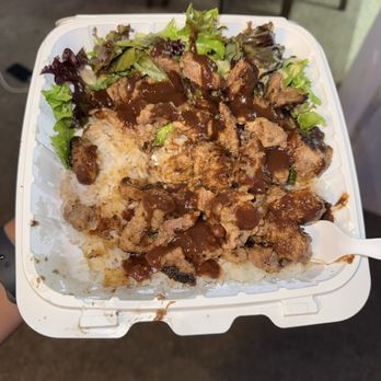 Ono Steak & Shrimp - Steak and salad with rice (steak sauce added by me) $20 - Steakhouses Near Me - Kapolei, Hawaii Ono Steak & Shrimp - Steak and salad with rice (steak sauce added by me) $20 - Steakhouses Near Me - Kapolei, Hawaii
