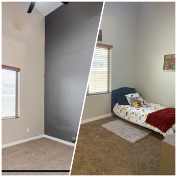 Edmundson Painting - Left: Before from home purchase (dark charcoal) and Right: after (muslin) with Steve's crew. - Painters Near Me Edmundson Painting - Left: Before from home purchase (dark charcoal) and Right: after (muslin) with Steve's crew. - Painters Near Me