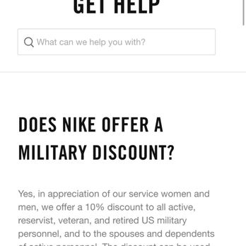 Nike Factory Store - Tulare - Military discount is for active, veteran or reservist?? So can some one please share this with the employee you had working tonight. - Shoe Stores Near Me - Tulare, California Nike Factory Store - Tulare - Military discount is for active, veteran or reservist?? So can some one please share this with the employee you had working tonight. - Shoe Stores Near Me - Tulare, California