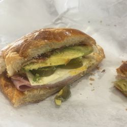 This is a bacon turkey egg and cheese croissant, this shit is bomb ASF it has, avacado mayo and jalapeños 