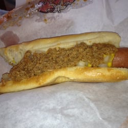 Nathan's Famous - A pretty nice Chili Dog here, minus a bite.