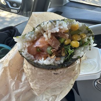 Pokeworks - Poke Burrito - Regular (2 Proteins) with salmon and shrimp - Poke Near Me - Webster, Texas