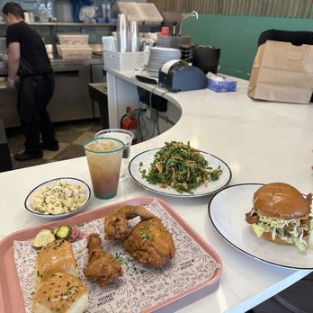 Honeymoon Chicken - 3pc Combo Mac and Cheese Kale Honey-Garlic-Sesame Salad Hot Honey Dipped Chicken Sandwich Honey Honeymoon Arnold Palmer - Chicken Shop Near Me - Washington, DC, District of Columbia Honeymoon Chicken - 3pc Combo Mac and Cheese Kale Honey-Garlic-Sesame Salad Hot Honey Dipped Chicken Sandwich Honey Honeymoon Arnold Palmer - Chicken Shop Near Me - Washington, DC, District of Columbia