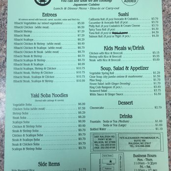 Hibachi 101 - Hibachi 101's menu with current prices and hours - Japanese Near Me - Wilson, North Carolina