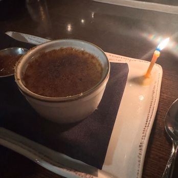 Dancing Bear Appalachian Bistro - Crème brûlée and a birthday candle - New American Near Me - Townsend, Tennessee Dancing Bear Appalachian Bistro - Crème brûlée and a birthday candle - New American Near Me - Townsend, Tennessee
