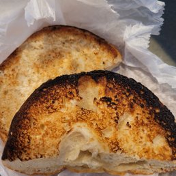 Burnt over toasted bagel