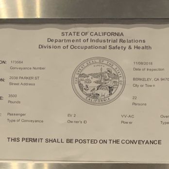 Parker - EXPIRED PERMIT & ELEVATOR MALFUNCTIONS RANDOMLY - UNSAFE FOR TENANTS - Apartments Near Me - Berkeley, California