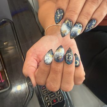 Luxury Nails Spa - Hand-painted by Grace, cancer, zodiac, sign, celestial nail art. - Nail Technicians Near Me - Aurora, Colorado Luxury Nails Spa - Hand-painted by Grace, cancer, zodiac, sign, celestial nail art. - Nail Technicians Near Me - Aurora, Colorado