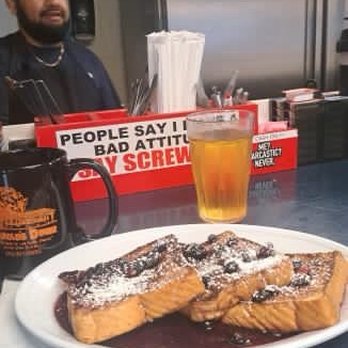 Harold's Diner - Blueberry French toast & apple juice - Diners Near Me - Hilton Head Island, South Carolina