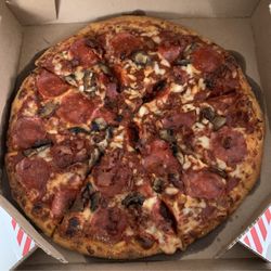 Domino's Pizza - Light Cheese, Pepperoni, Mushrooms and Bacon