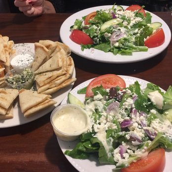 The Mediterranean - Greek salad and pita with dip - Greek Near Me - Lancaster, Ohio The Mediterranean - Greek salad and pita with dip - Greek Near Me - Lancaster, Ohio