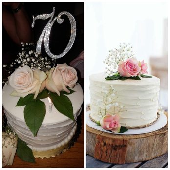 Cake Among Us - Beautiful! White cake with raspberry mousse filling  and buttercream frosting. - Desserts Near Me - Rancho Cucamonga, California
