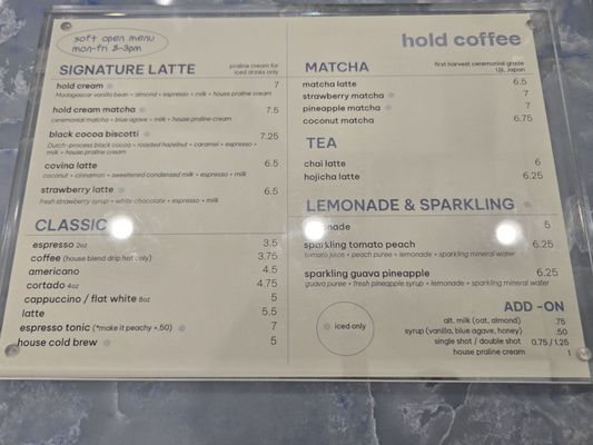Menu photo 6 Hold Coffee West Covina, CA