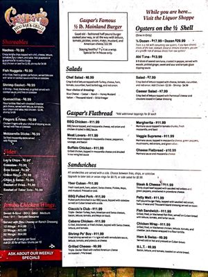 Menu photo 1 Gaspar's Patio Bar & Grille Temple Terrace, FL