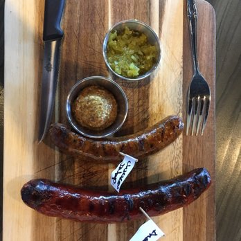 Bangers & Brews Eugene - Sausage board with chicken jalapeño and andouille - German Near Me - Eugene, Oregon