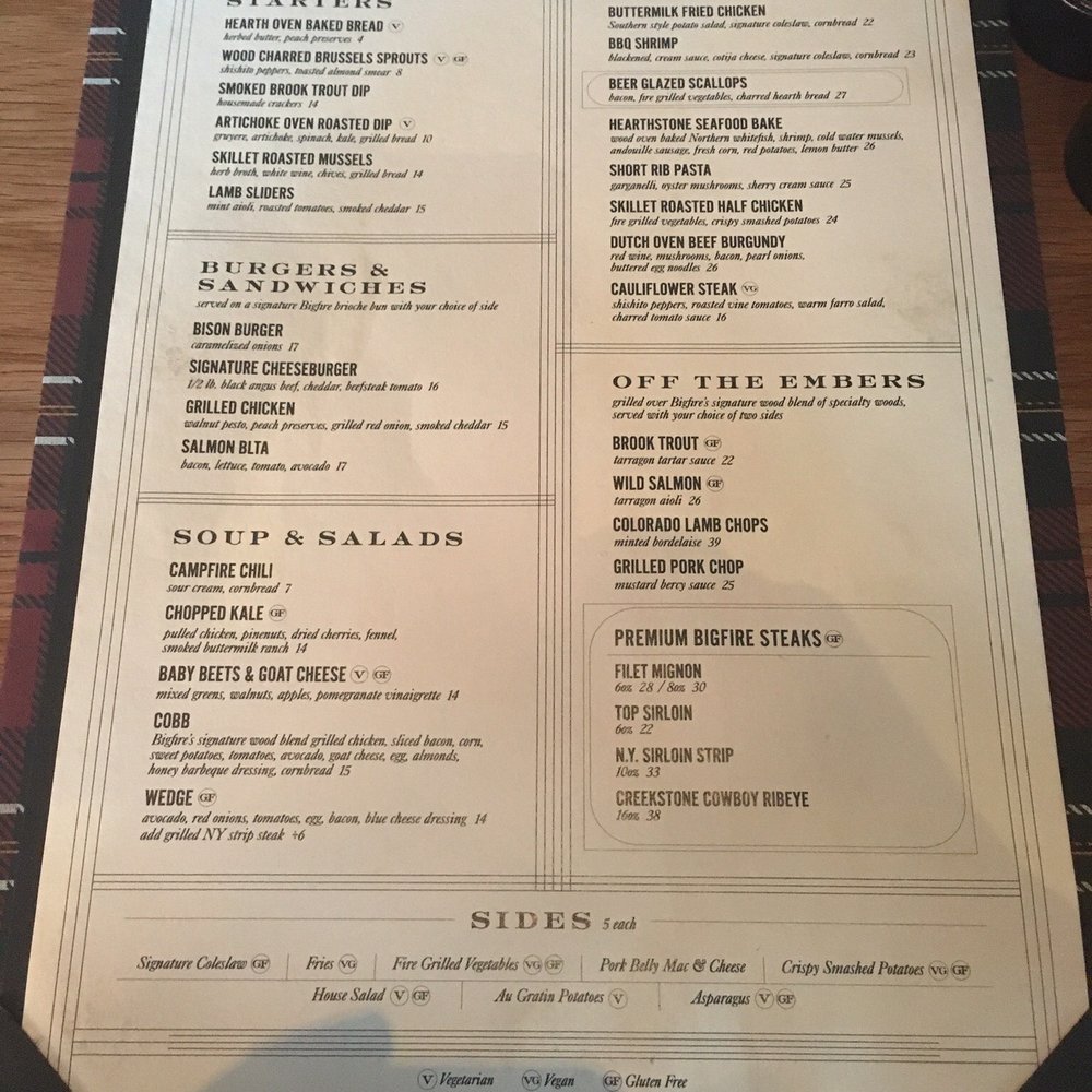 Bigfire - Menu - American Near Me - Orlando, Florida