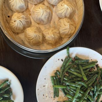 Super Juicy Dumplings - Juicy Pork Dumplings (Non-Sweet) and Stir-Fried String Beans with Minced Pork - Dim Sum Near Me - Brea, California