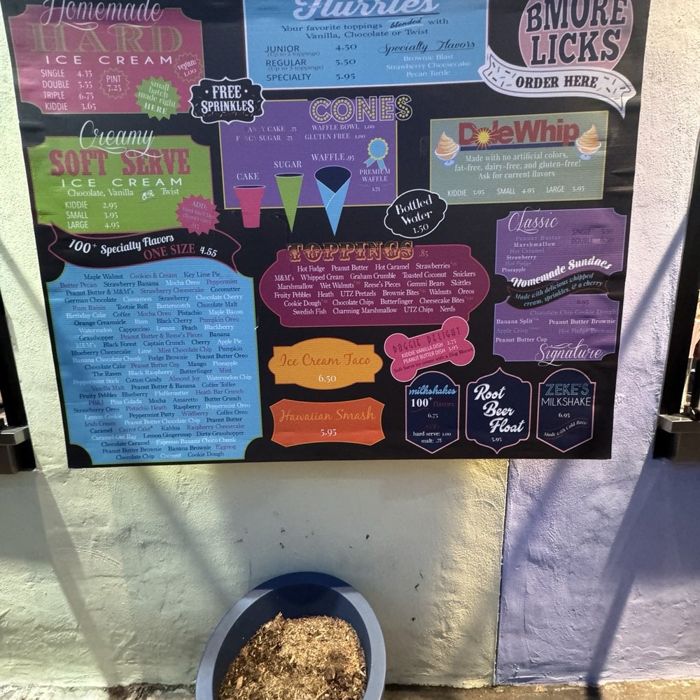 Bmore Licks - Menu (3/14/24) - Ice Cream & Frozen Yogurt Near Me - Baltimore, Maryland