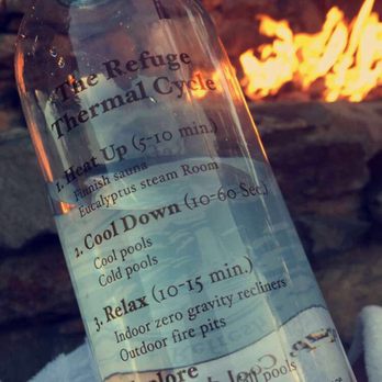 Refuge - Thermal cycle instructions on the water bottle. - Day Spas Near Me - Carmel, California Refuge - Thermal cycle instructions on the water bottle. - Day Spas Near Me - Carmel, California