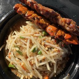 Papaya Salad and Chicken and Pork Skewers Papaya Salad and Chicken and Pork Skewers