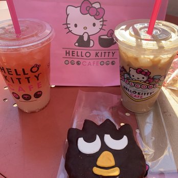 Hello Kitty Cafe - Strawberry Lemonade, Caramel Iced Latte, and Badtz Maru Rice Crispy. - Desserts Near Me - Las Vegas, Nevada Hello Kitty Cafe - Strawberry Lemonade, Caramel Iced Latte, and Badtz Maru Rice Crispy. - Desserts Near Me - Las Vegas, Nevada
