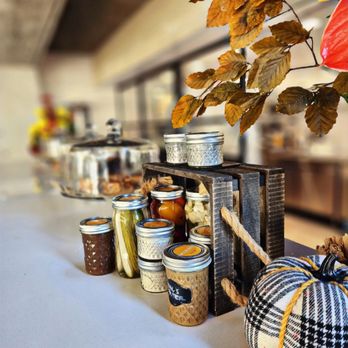 Gooseberries Kafe - a table with jars of food - Breakfast & Brunch Near Me - San Diego, California Gooseberries Kafe - a table with jars of food - Breakfast & Brunch Near Me - San Diego, California