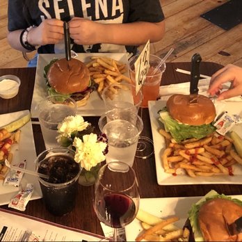 Volcano Union Inn + Pub - a table full of burgers and fries - Bed & Breakfast Near Me - Volcano, California
