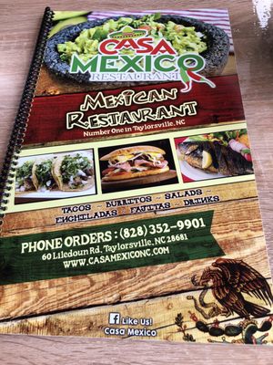Menu photo 2 Casa Mexico Taylorsville, NC