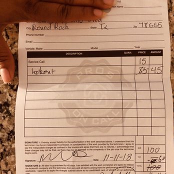 Pros on Call - Austin - Invoice and as you see he changed it. - Keys & Locksmiths Near Me - Austin, Texas Pros on Call - Austin - Invoice and as you see he changed it. - Keys & Locksmiths Near Me - Austin, Texas