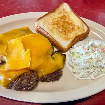 Southern Lady Restaurant - Cheese, hamburger steak, slaw, Texas toast with butter, and cheese again ! - American Near Me - Bowdon, Georgia Southern Lady Restaurant - Cheese, hamburger steak, slaw, Texas toast with butter, and cheese again ! - American Near Me - Bowdon, Georgia