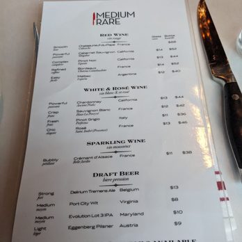 Medium Rare - Some of the drink selection 9/2022 - Steakhouses Near Me - Arlington, Virginia