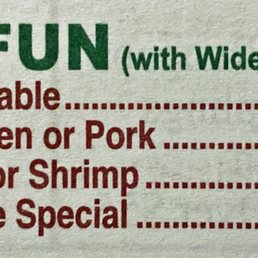 Ho Fun Menu at Shanghai Chinese Restaurant. We ordered the Chicken Ho Fun (wide noodles). It was great! Ho Fun Menu at Shanghai Chinese Restaurant. We ordered the Chicken Ho Fun (wide noodles). It was great!