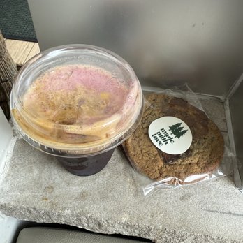 Forest Cafe - Blueberry basil tonic with homemade syrup, espresso base  Early grey chocolate chip cookie - Cafes Near Me - Forest Hills, New York