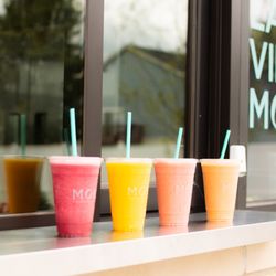 Moka - Smoothies (left to right): Mixed Berry, Mango, Strawberry Banana, Megaberry Mango