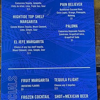 Hightide Burrito & Bar - Drink Menu - Mexican Near Me - Jacksonville, Florida