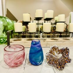 Liquid Light Glass - Finished pieces! A bowl, a vase and a flower.